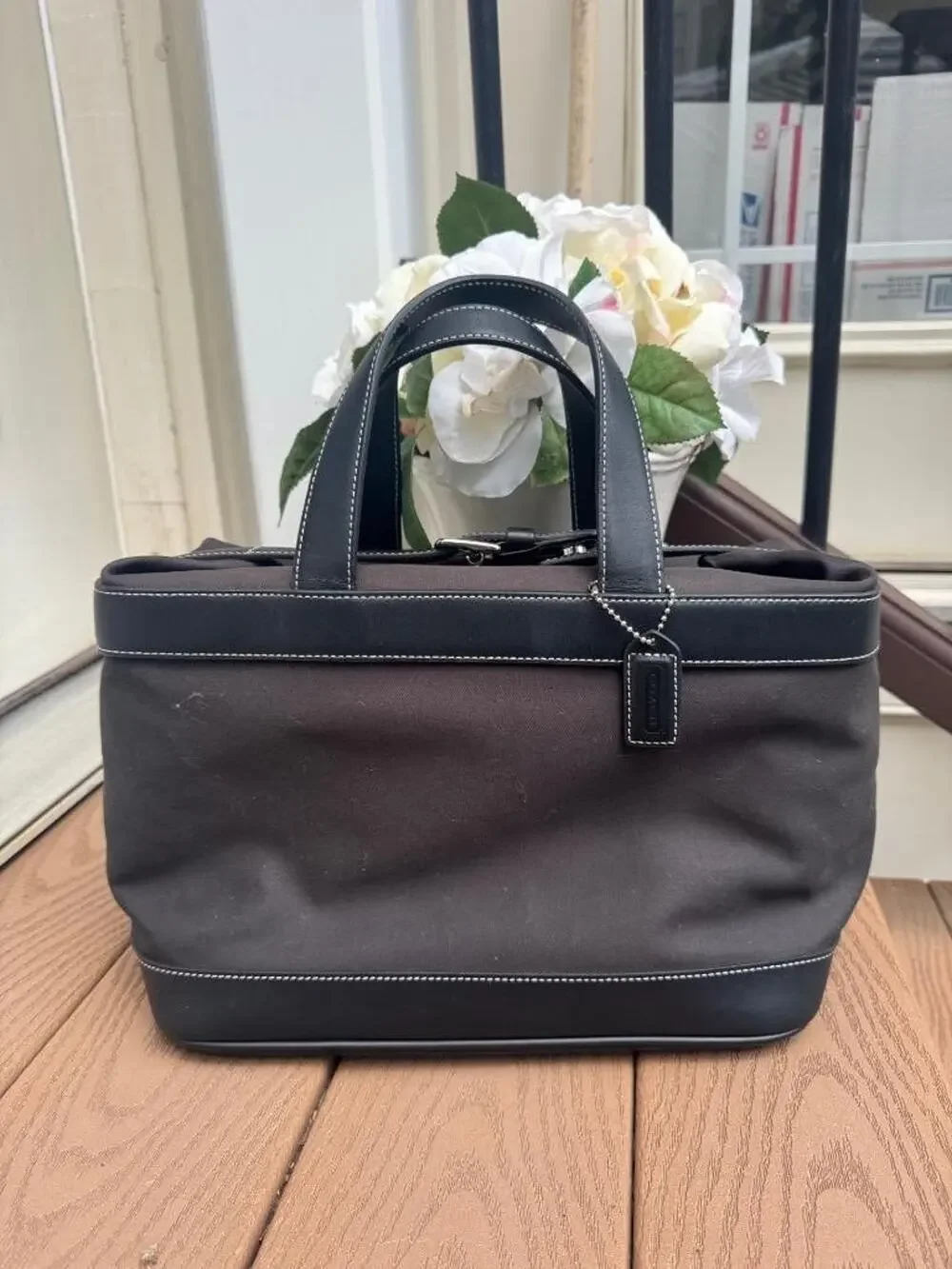 new COACH 5459 TRAVEL CANVAS LEATHER TOILETRY BAG TOTE (pu110